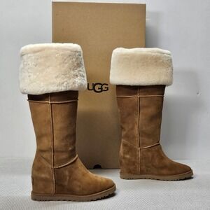 UGG Classic‎ Femme Over the Knee Wedge Boots Chestnut Suede 1104610 Womens 6